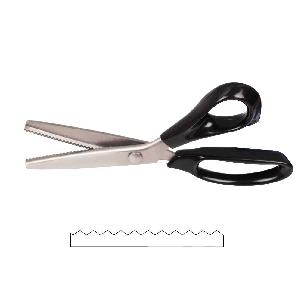 Stainless Steel Serrated Pinking Shears, 9 inch Zig-Zag Cut Scissors with Comfort Grip Handle for Fabric Decorate and Craft Sewing