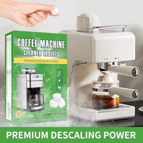 Uniiking® Coffee Machine Cleaner Descaler Tablets - 30 Count, Compatible with Breville, Gaggia, Delonghi, Jura, Philips, Nespresso - Universal Descaler for Espresso Machines