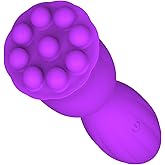 OJEKAI Mini Handheld Massager, Waterproof Soothing Silicone, for Shoulder Back Neck Face Head and Full Body Soothing, USB Chargeable, 10 Speed Mode Settings, Purple