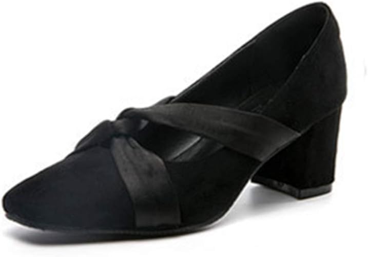 Amazon ヤク チャンキーヒール パンプス レディース 靴 フォーマルシューズ 太ヒール リボン パンプス 安定感 痛くない 疲れにくい スエード パンプス 柔らかい 歩きやすい コンフォート 靴 パンプス 小さいサイズ 大きいサイズ パンプス