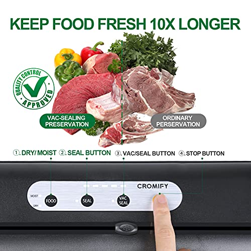 Cromify Vacuum Sealer Machine, Automatic Food Vacuum Saver with Cutter