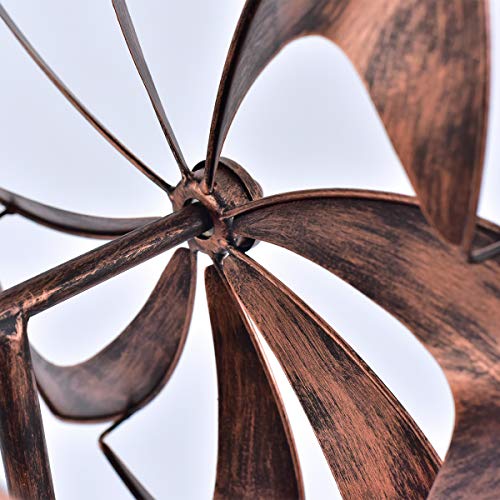 WinWindSpinner 16 Inch Diameter Wind Spinner - Bronze Kinetic Garden Windspinner - Decorative Lawn Ornament Wind Mill - Unique Outdoor Lawn and Garden Décor