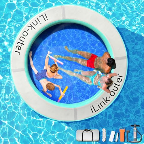 iLink-outer 8FT Inflatable Water Hammock-Inflatable Floating Ring for Max 6-10 Kids and Adults with Air Pump-Easy Stores & Inflation-Sturdy Non-Slip Fabric,Easy to Clean