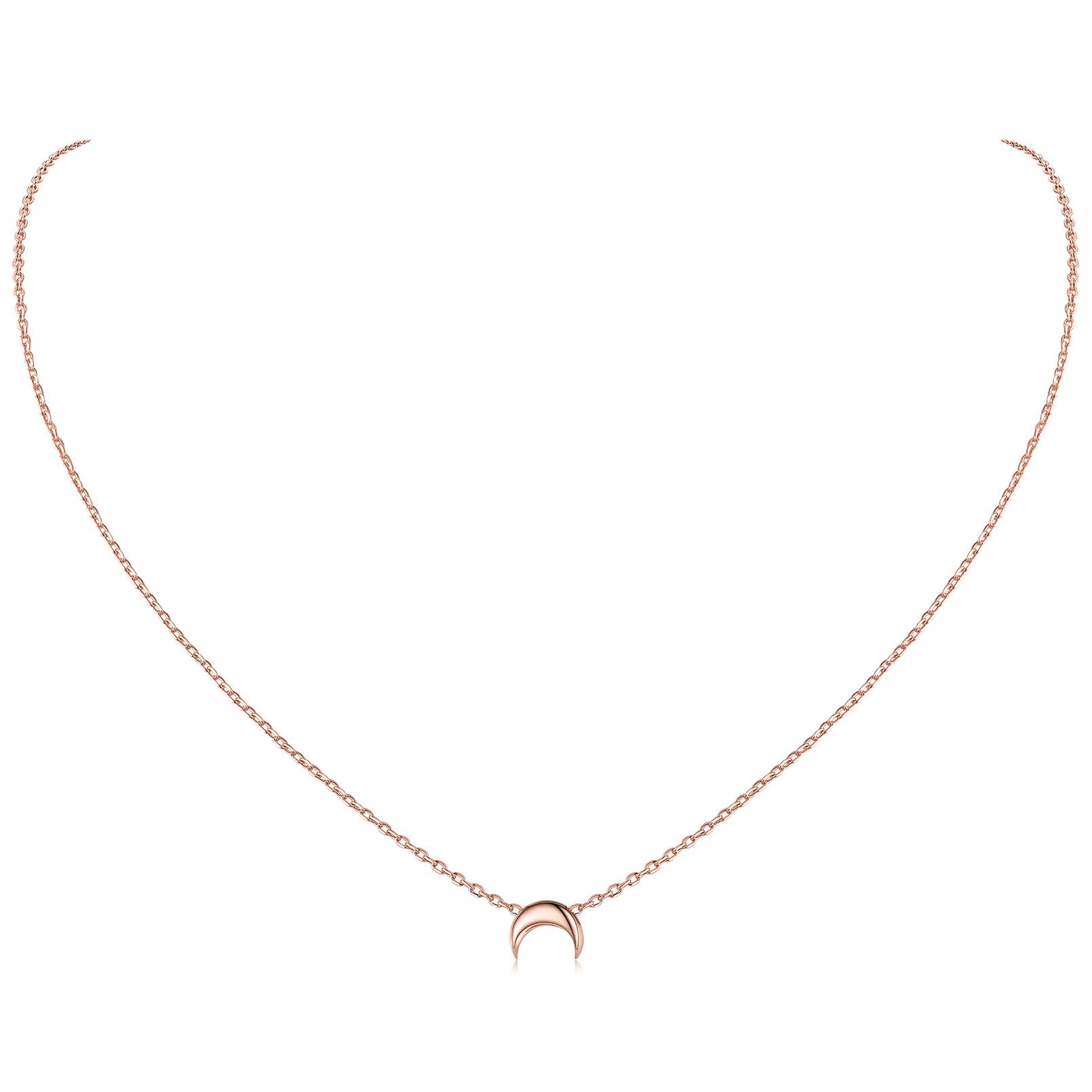 ChicSilver Necklaces for Women 925 Sterling Silver Half Moon Necklace Rose Gold Crescent Moon Pendant Jewellery — image 1