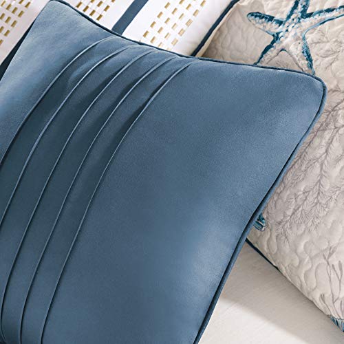 Madison Park Bayside Coverlet Set Blue Twin/Twin XL Coastal Print - Includes 1 Coverlet, 3 Decorative Pillows, 2 Shams