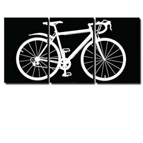 Panel of a White Silhouette Bicycle on a Black Background