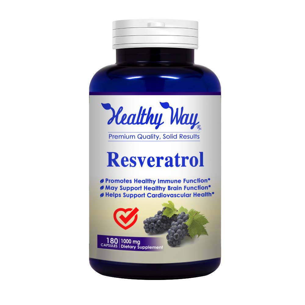 Healthy Way Pure Resveratrol 1000mg 180 Capsules Helps Support