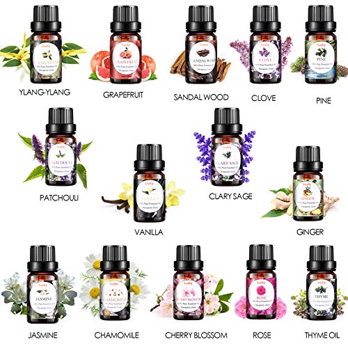 Essential Oils Set, VSADEY Aromatherapy Essential Oil Kit for Diffuser, Humidifier, Massage, Skin Care - Lavender, Eucalyptus, Peppermint, Tea Tree, Sweet Orange, Lemongrass (32 x 5ml)