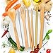 Boao 2 Sets of Reusable Bamboo Utensils Travel Cutlery Set with Case, Forks Knives Chopsticks Spoons Straws and Brushes, Camping Flatware Set (Pattern 2)