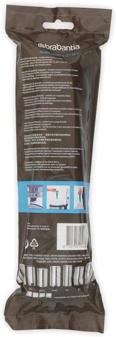 Brabantia 12 Rolls of 20 Type G 30 Litre Bin Liners, White, 1 count (Pack of 240) - Image 3