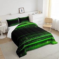 Ombre Stripes Bedding Set Queen Black Green Outer