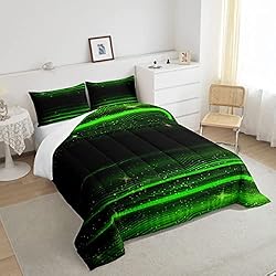 Ombre Stripes Bedding Set King Black Green Outer