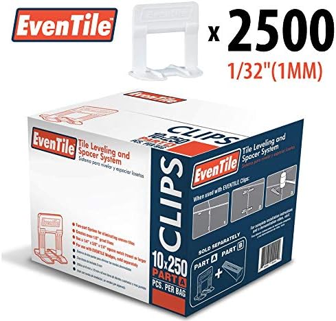 Eventile Tile Leveling System Clips Spacers Clips (2500, 1/32"(1MM))