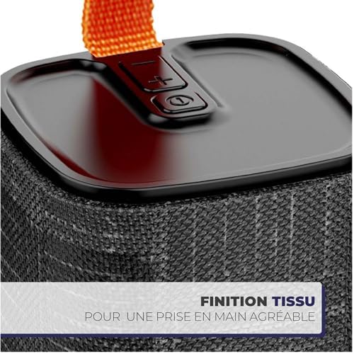 Enceinte Bluetooth Portable, Mini Enceinte sans Fil Format Compact, Haut-Parleur Design Tendance, Jusqu’à 8 Heures d'Autonomie, Résistante aux Projections d’Eau IPX4, Noire, 571078