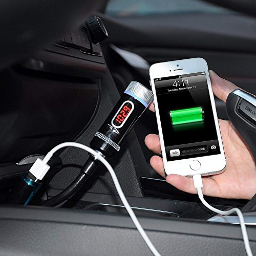 Bluetooth FM Transmitter, Wireless Bluetooth Radio Adapter Handsfree Car Kit with USB Charger - Hands-Free Calling Music Control for Any Smart Phones with 3.5mm Audio Plug