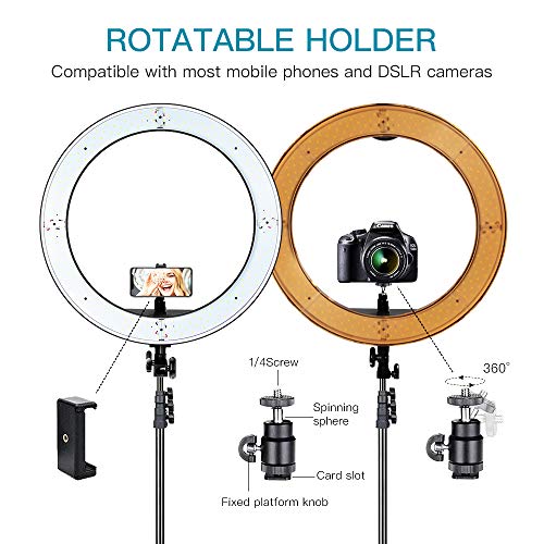 MOUNTDOG 18'' Ring Light with 79'' Light Stand, Bluetooth Dimmable LED Ring Light with 360° Rotatable Phone Holder, Carrying Bag for YouTube, Lighting Portrait, Video Shooting, Make Up - Thumbnail 4