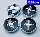 BENZEE 4pcs W199 60mm Car Emblem Badge Wheel Hub Caps Centre Cover Black Ford Mustang Cobra Jet Shelby