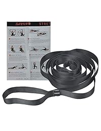 SANKUU 12 Loops Yoga Stretch Strap for Physical Therapy with Exercise Poster(Black)