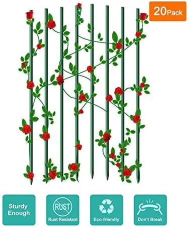 EcoStake Garden Stakes 5/16"x5', for Climbing Plants Supports Pole 50 Pack Rust-free Plant Sticks Fence Post, Dark green