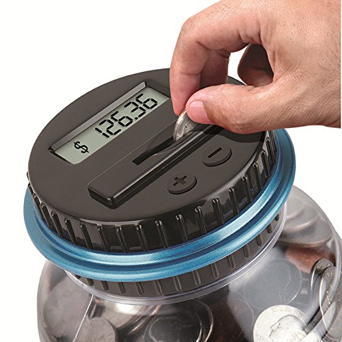 AOZBZ Box Digital Coin Bank Digital Coin Counting US Coin Bank 4.5 7.9“ with LCD Display Gifts for Kids(Dollar)