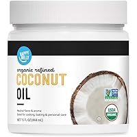 Amazon Brand - Happy Belly Organic Refined Coconut Oil, 15 Fl Oz