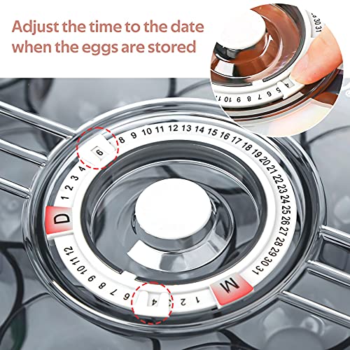 HANSGO Egg Holder for Refrigerator, Clear Egg Tray Storage Box with Lid Deepen and thicken Egg Storage Stackable PET Plastic Egg Containers Hold Up to 24 Eggs, Grey