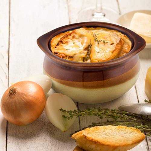 French Onion Soup Crocks, Porcelain Ceramic Soup Bowls, 12 Ounces -Set of 4-