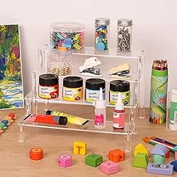 Acrylic Riser Display Stand, Clear 4 Tier Shelf For