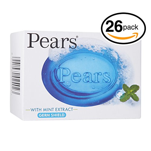 Pears Oil-Clear Soap Each Bar 4.4 Oz (Pack of 26 Bars (100gm Each Bar)Pack of 26 Bars (, Transparent Spearmint & Menthol Extract)