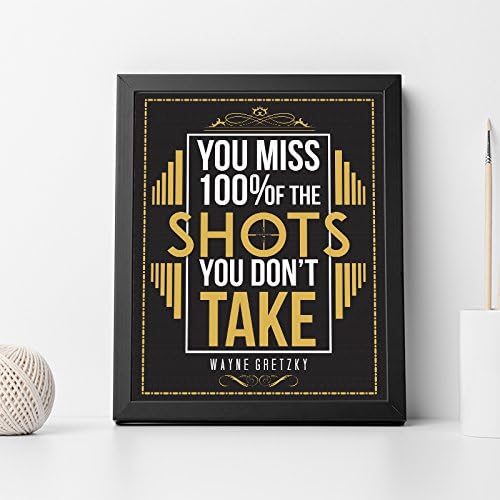 Wayne Gretzky Quote "You miss 100% of the shots you don't take" Inspirational Quote Wall Art Print Home Decor