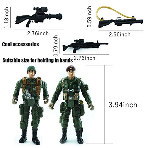 CORPER TOYS Army Men Military Soldier Toy Kit Mini Action Figure Playset Armored Car with Assorted Accessories Gifts for Kids Boys Girls Children - Thumbnail 3