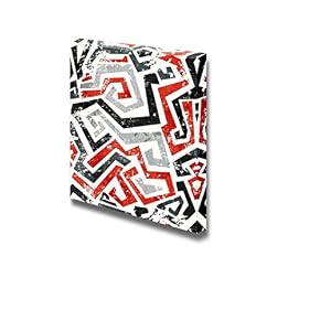 Abstract Grunge Red Curved Lines Seamless Pattern Vintage...