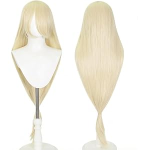 PORSMEER 80cm/30 inch Long Straight Wig for Women, Cosplay Anime Straight Synthetic Hair with Bangs Hair for Halloween Costum