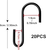DONQL 20pcs Black S Hooks 2.36in Stainless Steel Heavy Duty 7kg view 2
