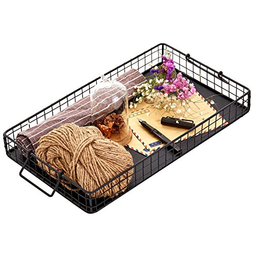 MyGift Black Metal Wire Nesting Serving Trays, Decorative Storage