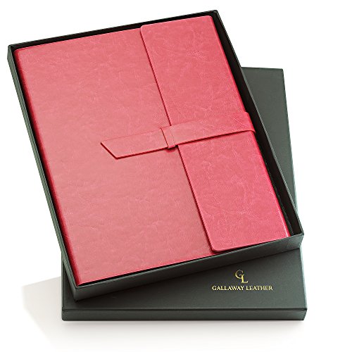 Gallaway Leather Padfolio Portfolio Folder - Perfect for Your Interviews, Resumes, Presentations and Meetings and it fits Letter, Legal, A4 Notebooks and Notepads (Pink)
