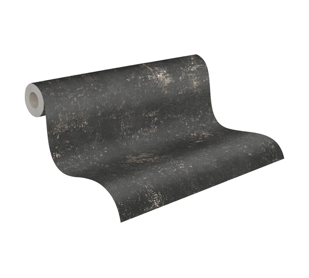 A.S. Création The BOS 388325 Non-Woven Wallpaper with Gloss Effect 10.05 m x 0.53 m Made in Germany Black Gold