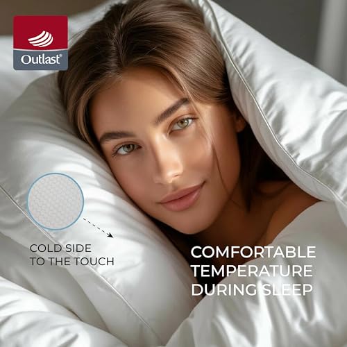 Goose House™ Set of 2 Thermoregulated pillow 50 x 70 cm for sleeping outlast fabric on one side premium down altermative filling