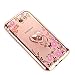 CaseHaven Galaxy J7 Prime 2017 Case, Glitter Crystal Heart Floral Series - Bling Rhinestone Clear TPU Case with Ring Stand for Samsung Galaxy J7 Perx/Galaxy J7 Sky Pro/Galaxy J7 V - Rose Gold