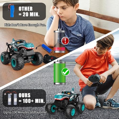 Remote Control Monster Car, 2.4GHz All Terrain Remote Control Monster Truck, سيارات اطفال, Dinosaur Monster Car, Spray Music Monster Truck for Boys 4-7 8-12 and Girls Birthday Gift For Boys and Girls