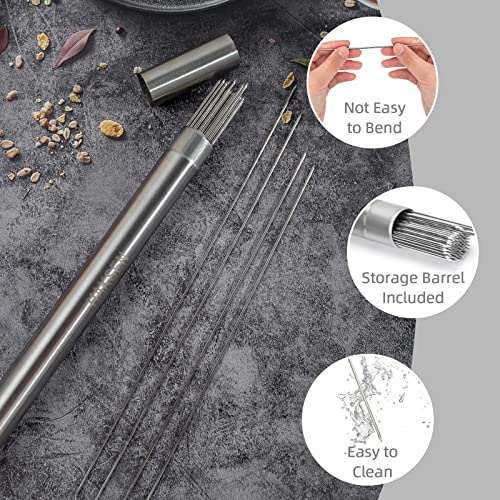 HAKSEN Kabob Skewers, 98PCS Grilling Metal Skewers Long BBQ Skewers Stainless Steel Roasting Sticks for Meat Vegetable Camping