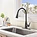 [Upgraded Version]Friho Antique Brass High Arch Single Lever Pull Down Black Oil Rubbed Bronze Pull Out Spray Kitchen Sink Faucet, ORB Kitchen Faucets With Sprayer and Escutcheon