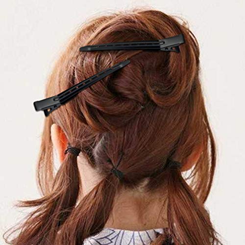 24 Packs Duck Bill Clips, Bantoye 3.35 Inches Rustproof Metal Alligator Curl Clips with Holes for Hair Styling, Hair Coloring, Black - Thumbnail 6