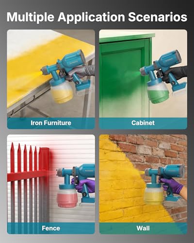 Tilswall Cordless Paint Sprayer, Paint Gun with 1000ml High Capacity Container Compatible for Dewalt 20V Battery(Not Included), 20 fl oz Cup, 2 Nozzles & 3 Patterns -for House Painting, Furniture