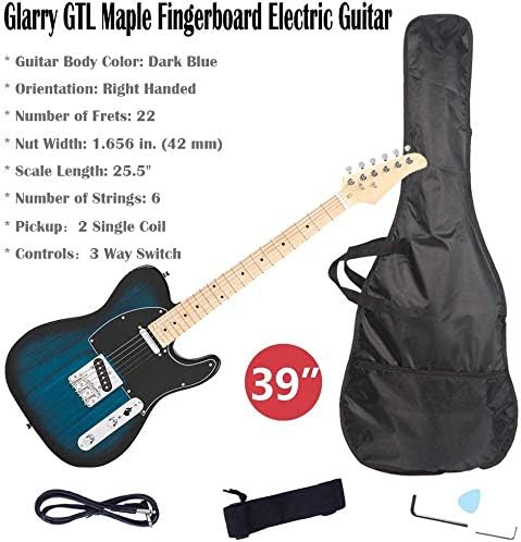 39 Inch Electric Guitar Kit Bundle - Guitar Beginner Electric Guitar Starter Kit With Bag Strap Paddle Rocker Cable Wrench Tool Acoustic Guitar Classical Guitar Right Hand Guitar