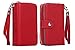iPhone 8 Plus Case, iPhone 7 Plus Zipper Wallet Case, Pasonomi PU Leather Protective Shell Detachable Folio Flip Holster Carrying Case with Card Holder for Apple iPhone 8 Plus & 7 Plus (Red)