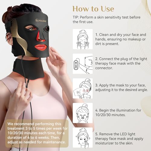 LED Light Therapy Mask Skin Care Mask, LED Red 630±5nm & NIR 830nm Wavelength for Home Use