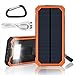 Solar Charger with 6LED Flashlight 15000mAh Solar Power Bank Dual USB External Battery Charger Cell Phone Battery Pack Outdoor Backup Charger for Bluetooth iPhone HTC Nexus Camera Tablet-Orange