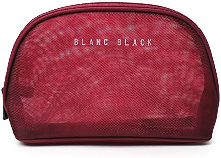 BLANC BLACK Double Mesh Half Moon Makeup Pouch Travel Toiletry Bag (Small)