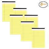 Emraw Jr. Legal pad, Legal/Wide Ruled Writing Pad. Perforated Edge. 5" X 8" Canary Yellow, Universal, Junior Size 50 Sheets per Pad (Pack of 6)
